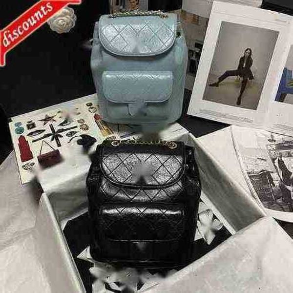 

school bags brand design as1372 letter luxury plaid backpack woman's shoulder chain cc bag lambskin vintage handbag real leather messen