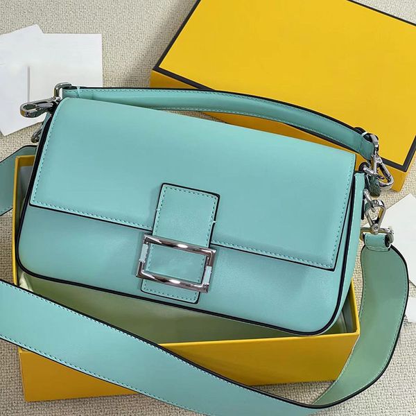 

blue baguette bag crossbody genuine leather underarm hobo shoulder chain shopping bags nano wallets handbags women handbag purse removable h