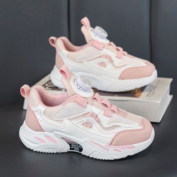 

2023 fashion ale children's shoes pink gray red black green spring rotating button breathable mesh casual shoes sneakers color16
