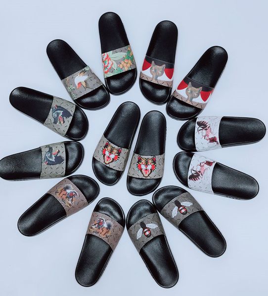 

2023 platform designer rubber sandal floral brocade fashion men gear bottoms flip flops slippers striped women sandals designers loafers sli, Black