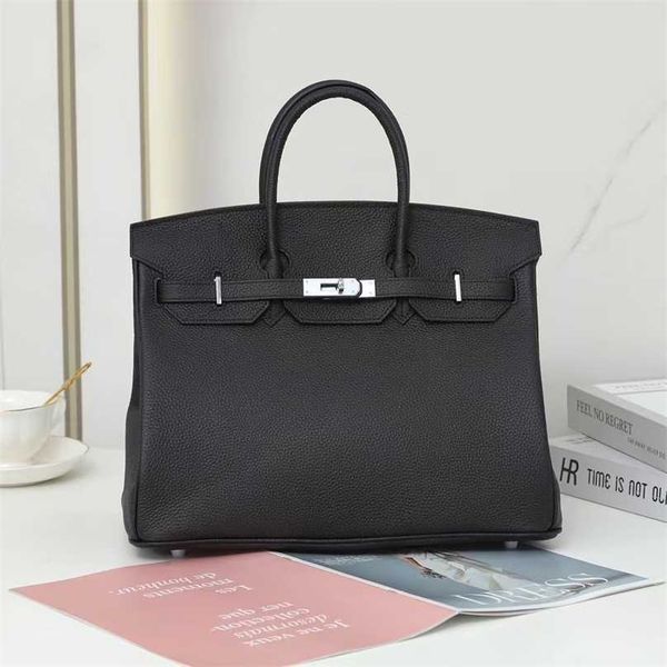 

7a birkins bags handmade cowhide 35cm silver buckle oversized leather aristocratic family same single shoulder bag cross body portable bride