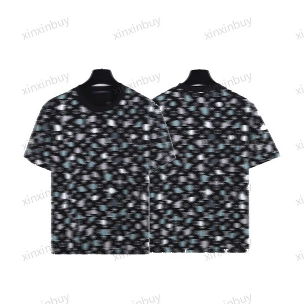 

xinxinbuy men designer tee t shirt 23ss painted dots letter print short sleeve cotton women black white blue khaki s-2xl, Black;brown