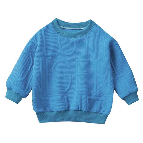 

chil1en's sweater 1 autumn new three-dimensional letter round neck versatile chil1en's clothing western style net red base coat, Blue