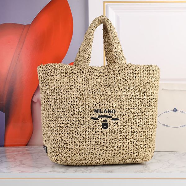 

stripes straw bag designer luxury crochet tote handbags beach bags women large capacity totes open triangular sequin classic letter embroide