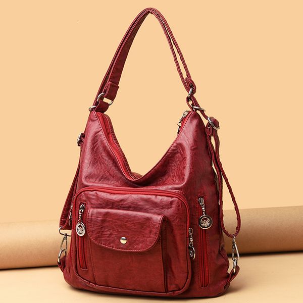 

evening bags vintage women fashion brand backpack leather messenger designer shoulder female handbag large ladies purse 230306