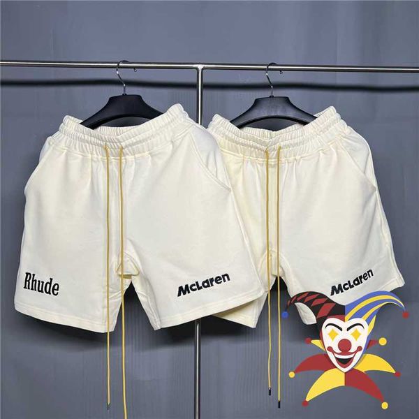 

apricot embroidery rhude shorts men women 1 1 yellow drawstring breeches heavy fabric sr2e axl8, White;black