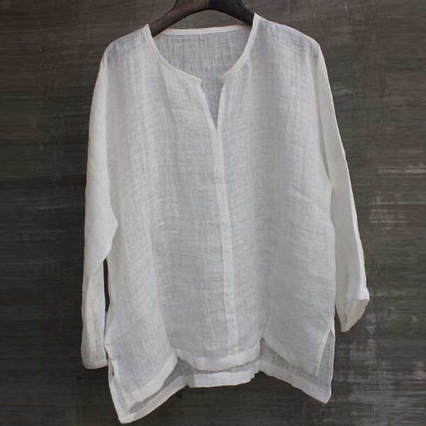 

men's casual shirts linen shirt men brief breathable comfy solid color long sleeve loose harajuku casual blouse hawaiian shirt camisa, White;black