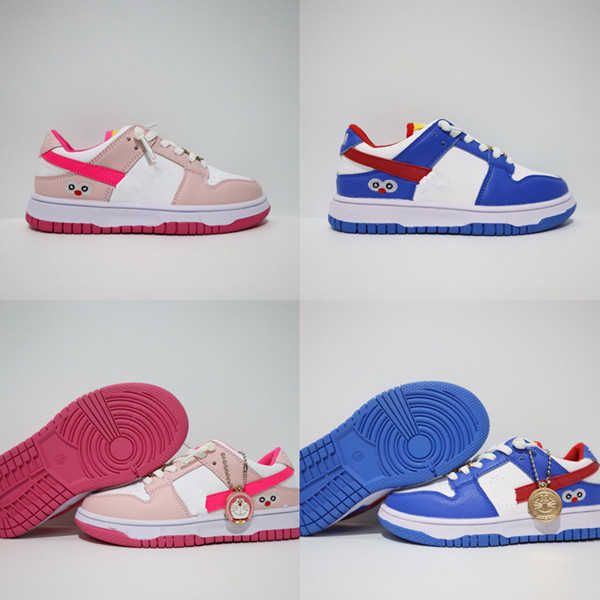

kids dunks low doraemon running shoes 2023 triple pink red black green white grade school children's shoes for sale boy girl sport shoe