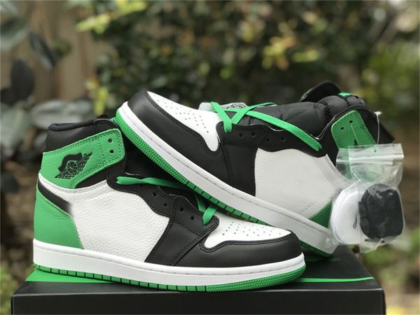

2023 release authentic 1 high og shoes lucky green black white men women outdoor sports designer sneakers with original box us4-13