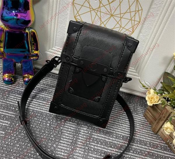

men mobile phone bag vertical trunk handbag mini handbags s-lock wallet designer shoulder crossbody square bags genuine leather flip messeng
