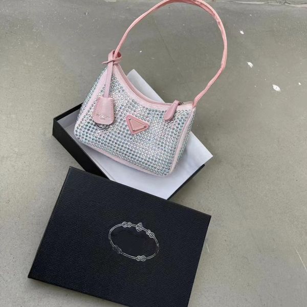 

fashion hobo crossbody bags women's handbag luxury design shiny thread drill tote shoulder bag premium brand inverted triangle messenge
