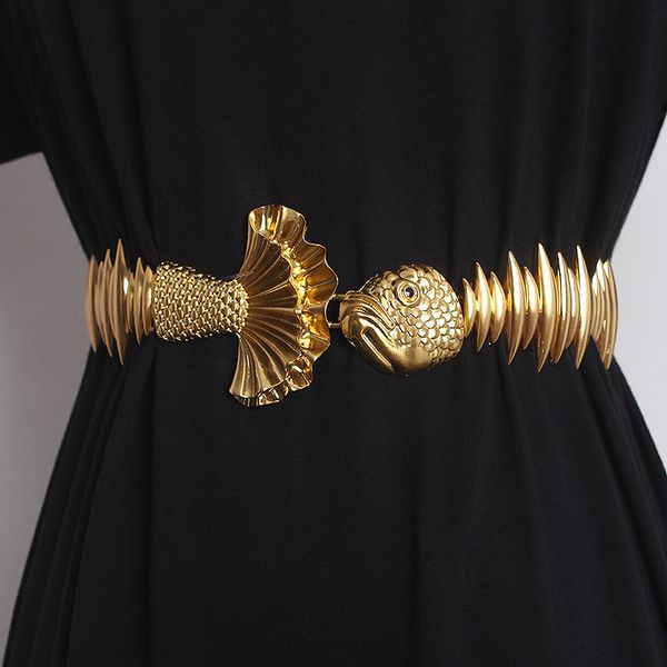 

belts designer belts for women luxury brand female elastic gold belt ladies waist fish metal dress waistband 230306, Black;brown