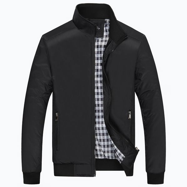 

bomber solid casual jacket men spring autumn causal outerwear stand collar sportswear mens jackets plus size m-5xl, Black;brown