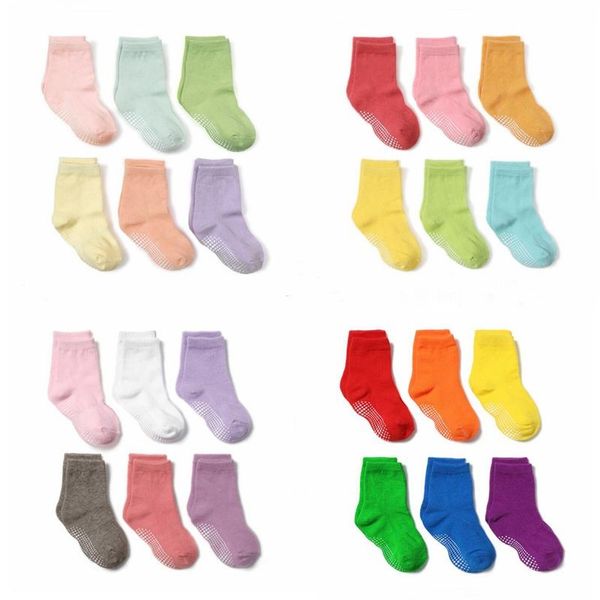 

kids socks floor non-skid dot glue socks baby anti-slip solid mid-tube winter sock girl autumn fashion socks infant fashion designer socks b, Pink;yellow
