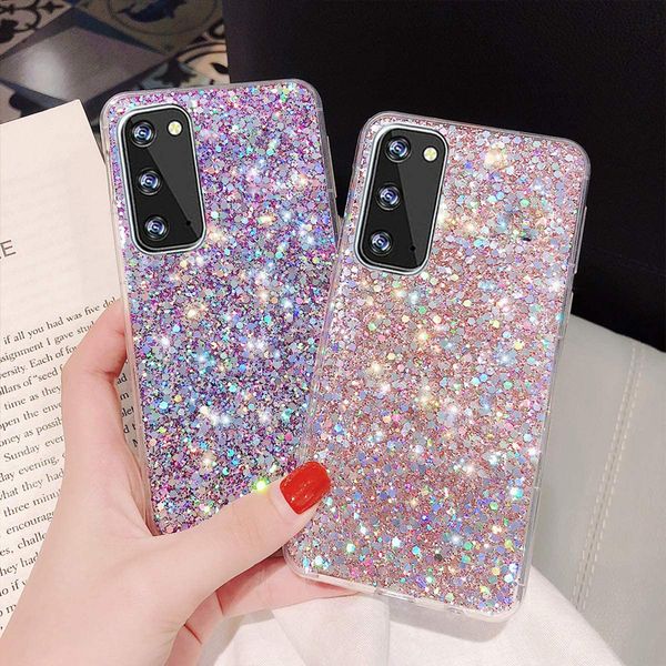 

lixury bling glitter epoxy sequins cases rubber slim shockproof for samsung s23 s22 ultra s21 plus s20 fe a14 aa54 a13 a23 a33 a53 a73 a12 a