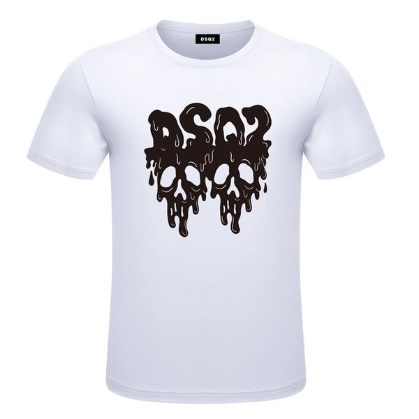 

dsq2 cotton men's t-shirts summer letter printing casual short sleeve round neck t-shirt youth student versatile bottom black white shi, White;black