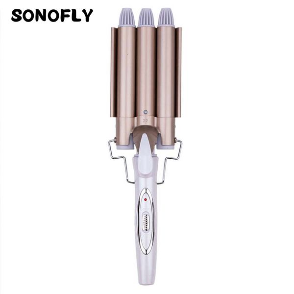 

curling irons sonofly 22mm triple barrel hair curler egg roll wavy hairstyle profession hairdressing tool women electric iron jf270 230306