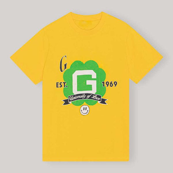 

ganni mens women designer t shirt clothes big g pattern printed round fashion neck casual loose short-sleeved cotton t shirt classic appare, White