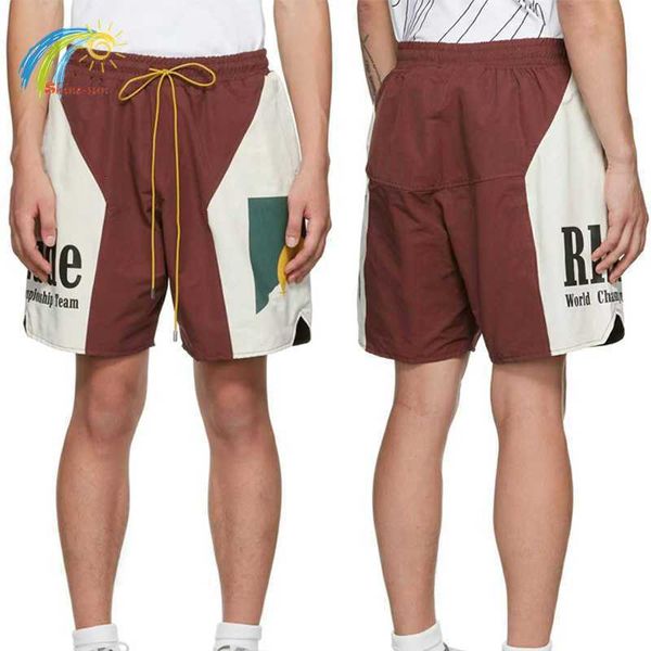 

red color matching sunset print rhude shorts men women fashion casual inside mesh moonlight drawstring breeches splicing jig2 sl95, White;black