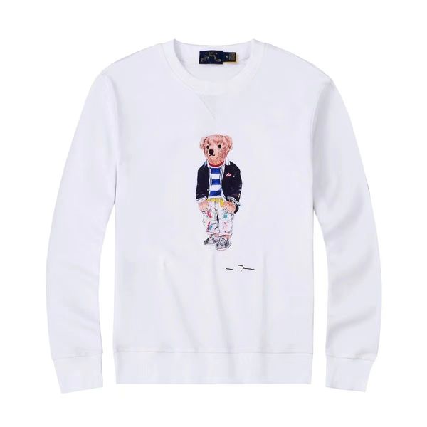 

men's designer polos ral bear hoodie round neck cotton long sleeve casual printed sweatshirt for men s-2xl, Black