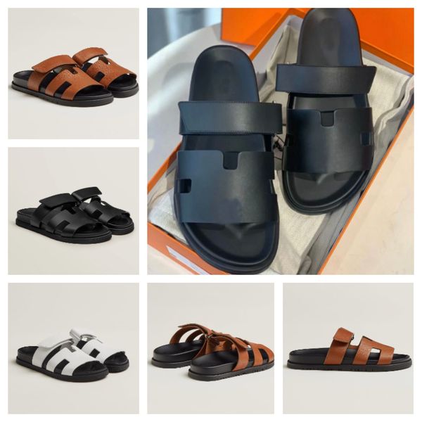 

designer chypre slippers beach classic flat sandals luxury summer lady leather flip flops women black white slides sandalias shoe size 35-41