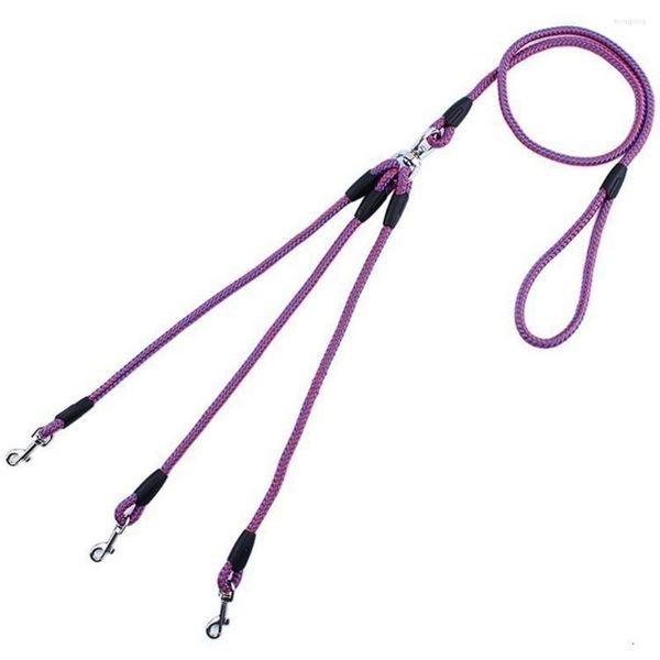 

dog collars 3 way leash 3-in-1 couplers nylon pet traction rope with ergonomic handle for outdoor walking