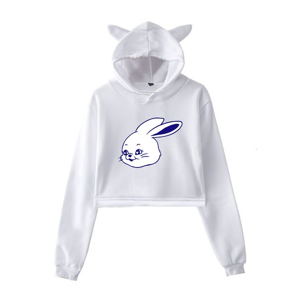 

women's hoodies sweatshirts kpop jeans merch pullover cat ear long sleeve crop bunny clothes 230306, Black