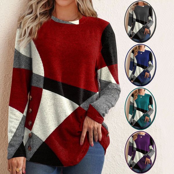 

women's t-shirt spring vintage patchwork women's t-shirt long sleeve o-neck all-match harajuku loose basic oversized t shirt 5xl, White