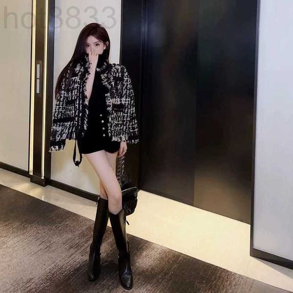 

women's jackets designer new brand jacket ootd fashion grade autumn winter weave tweed coat overcoat leisure spring coats jl7z, Black;brown