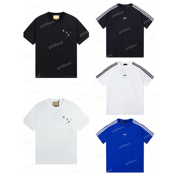 

man pure cotton tees designer summer hip hop t shirt casual man women loose t shirt fashion stripe printed shirt, White;black