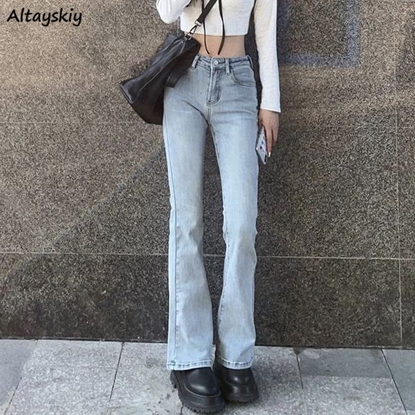 

women's jeans flare jeans women bleached korean style chic slim trendy stretchy hipster retro elegant ulzzang college street full lengt, Blue