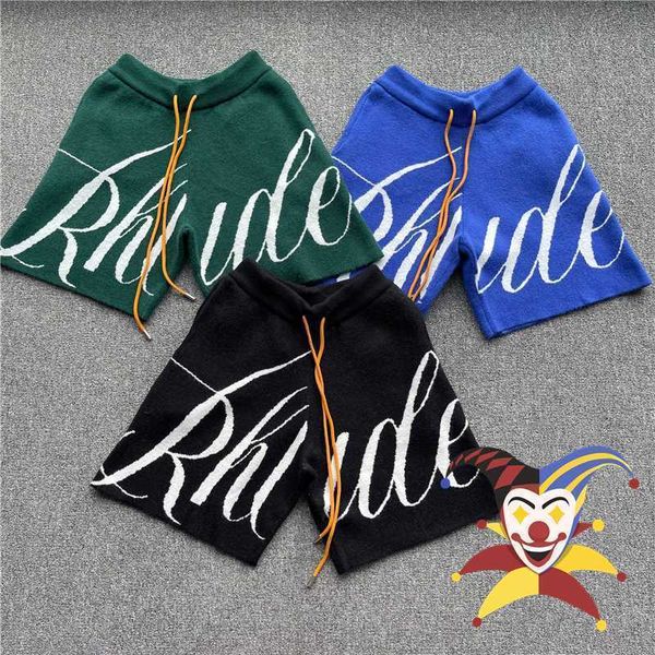 

green black blue rhude jacquard drawstring shorts men women yellow knit dodq 1yzo, White;black
