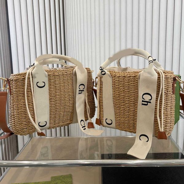 

two sizes beach bags straw weavn basket square totes handbag letters women luxury designer for holidays seaside 230216