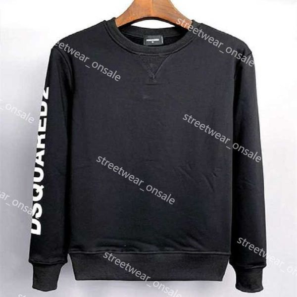 

mens sweatshirts d2 hoodies cotton long loose jumper crewneck casual streetwear pullover lovers clothing 0064, Black
