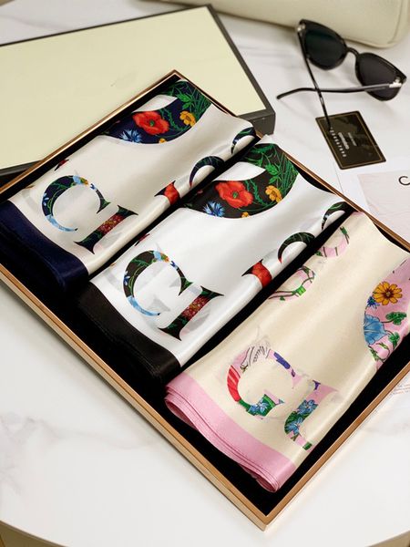 

silk scarf female summer silk headband small square all-match fashion ladies high-end thin 70x70cm, Blue;gray