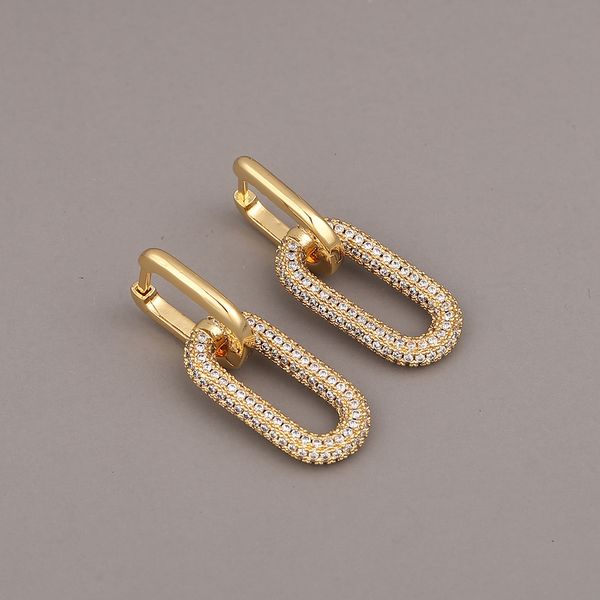 

hoop huggie exaggeration geometric micro pave tiny drop earrings luxury gold color cuba piercing ear ring for women statement jewelry 230306, Golden;silver