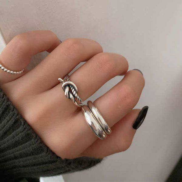 

cluster rings korean ring women simple smooth adjustable finger rings fashion jewelry gift gilrs round ring silver color l230306, Golden;silver