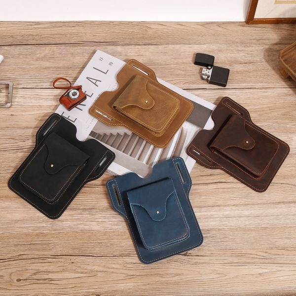 

waist bags men's waist packs wallet wear belts retro leather gentleman bags outdoor sports money clip mobile phone pockets coin purses