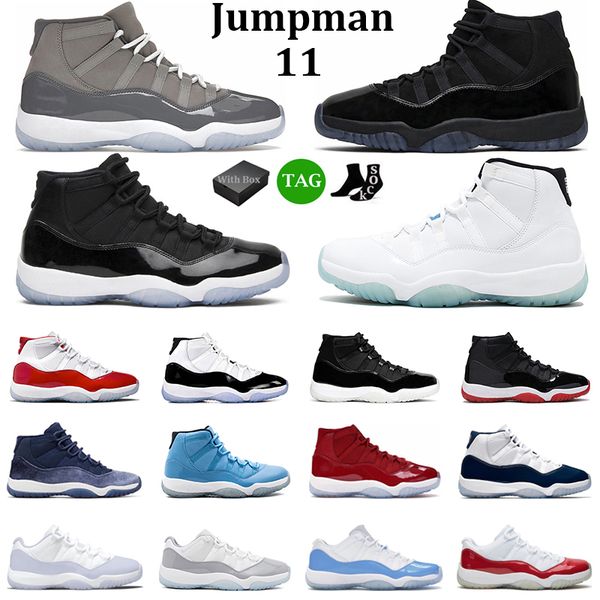 

jumpman 11 basketball shoes men women 11s cherry cool grey cap and gown university blue space jam legend blue metallic silver mens trainers