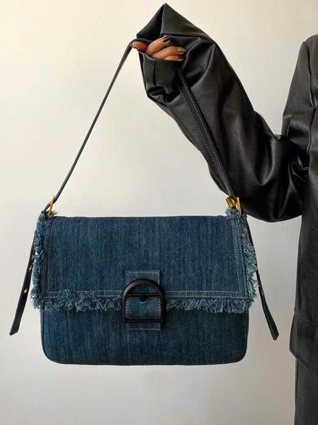

designer bags versatile denim bag fashion high beauty tassel bag underarm one shoulder commuter bag 230301