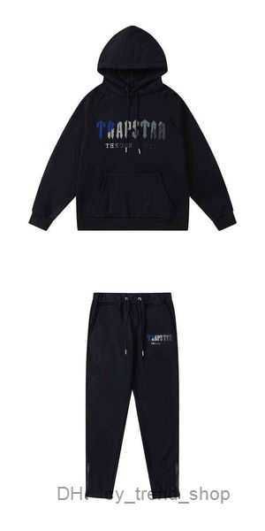 

men's hoodies & sweatshirts trapstar sports suit men women blue white towel embroidered hoodie sweatpants plush fitness leisure 48, Black