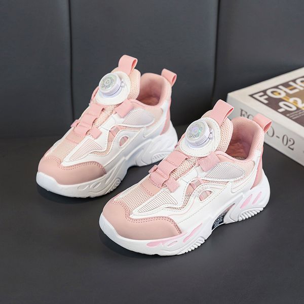 

2023 fashion ale children's shoes pink gray red black green spring rotating button breathable mesh casual shoes sneakers color12