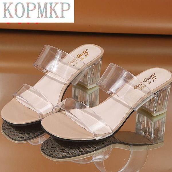 

sandals clear heels slippers women sandals summer shoes lady transparent pvc high pumps wedding jelly buty damskie high heels 230306, Black