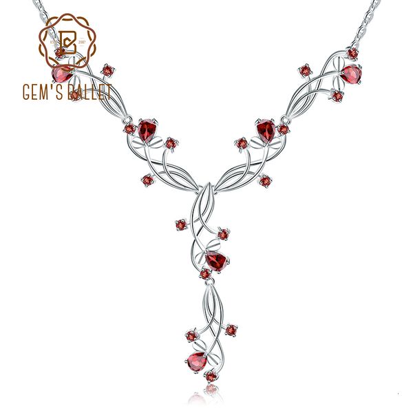 

chokers gem s ballet 8 08ct natural red garnet bridal necklace for women 925 sterling silver gemstone wedding jewelry 230306, Golden;silver
