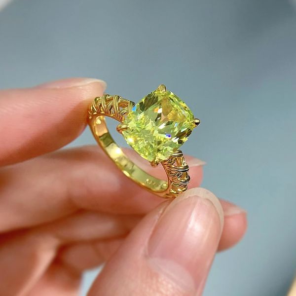 

vintage peridot diamond ring 100% real 925 sterling silver party wedding band rings for women bridal engagement jewelry gift, Slivery;golden