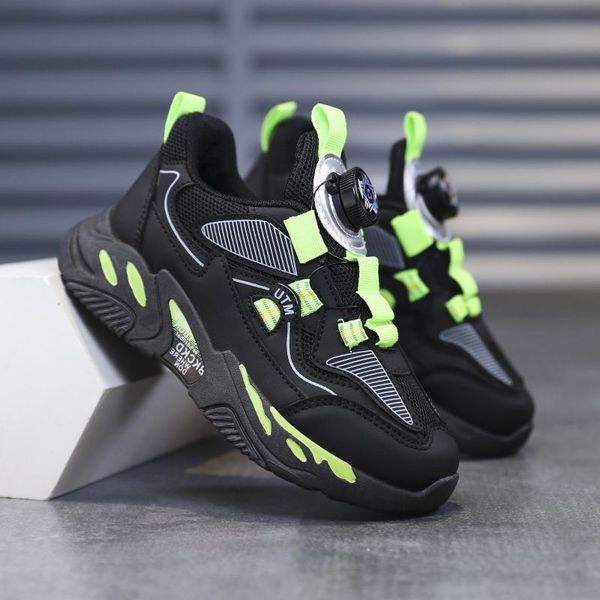 

2023 fashion ale children's shoes pink gray red black green spring rotating button breathable mesh casual shoes sneakers color95