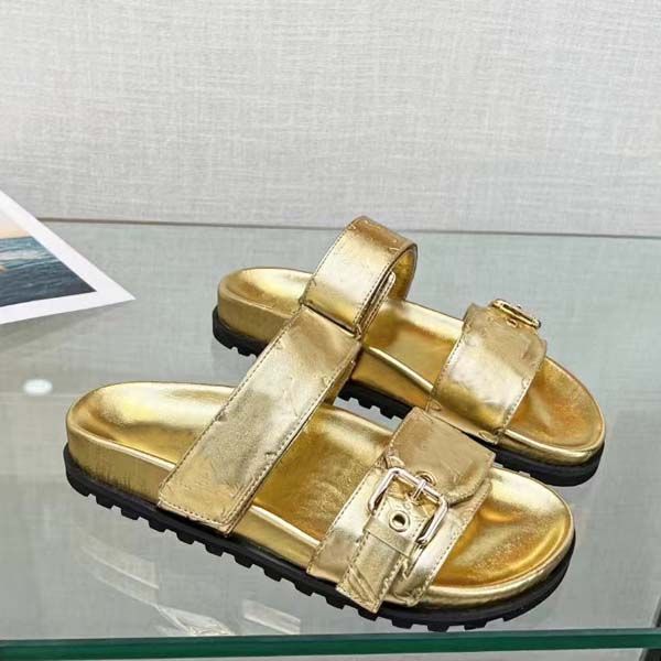 

women sandals designer slippers fashion embossed cowhide casual flat shoes size 35-42 with box, Black