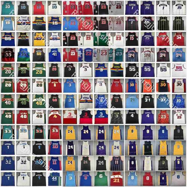 

mitchell ness retro basketball jerseys hill iverson paul anthony pierce carter mcgrady durant garnett malone mutombo bibby stockton kemp, Black;red