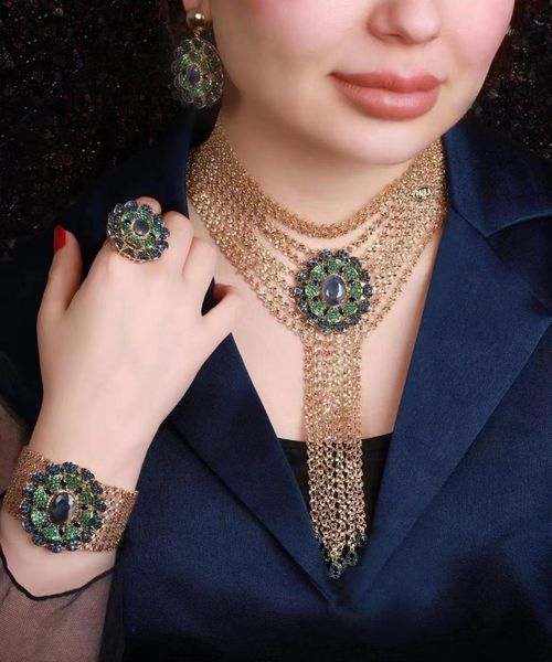 

wedding jewelry sets libya dubai 24k gold plated bridal for women 230306, Slivery;golden