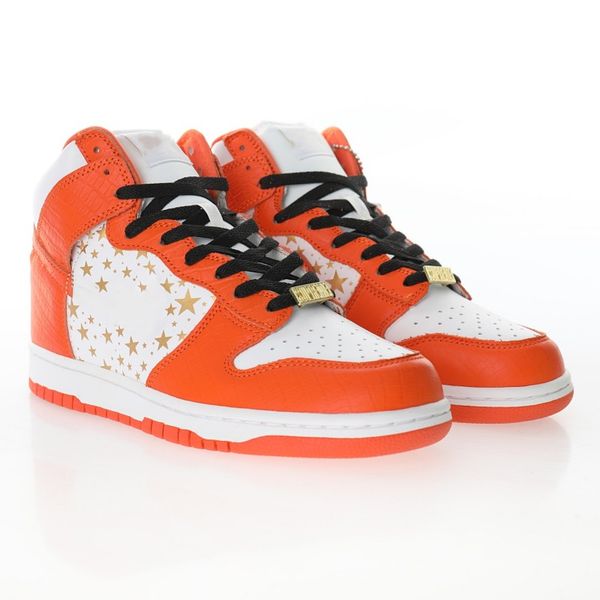 

shoes sb dunks high stars orange outdoor sneaker sports with original box